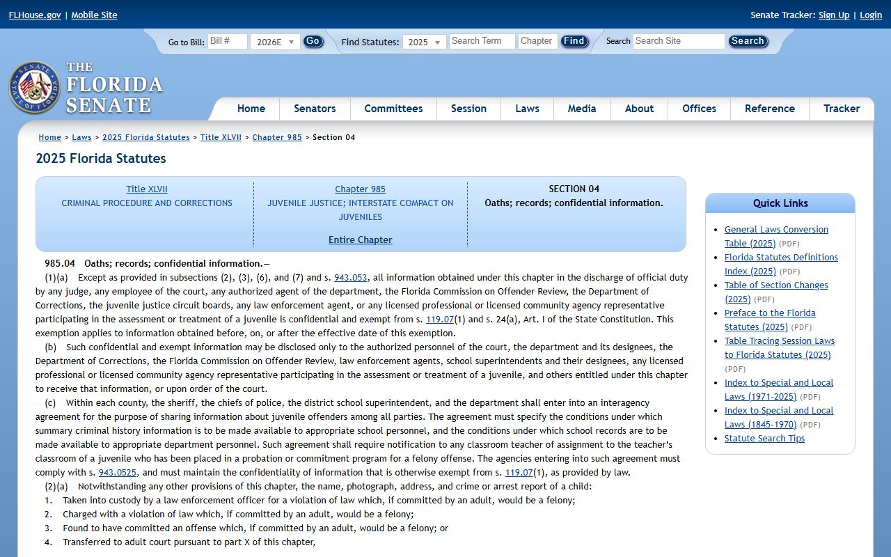 St. Lucie County court dockets - Florida juvenile justice records confidentiality statute