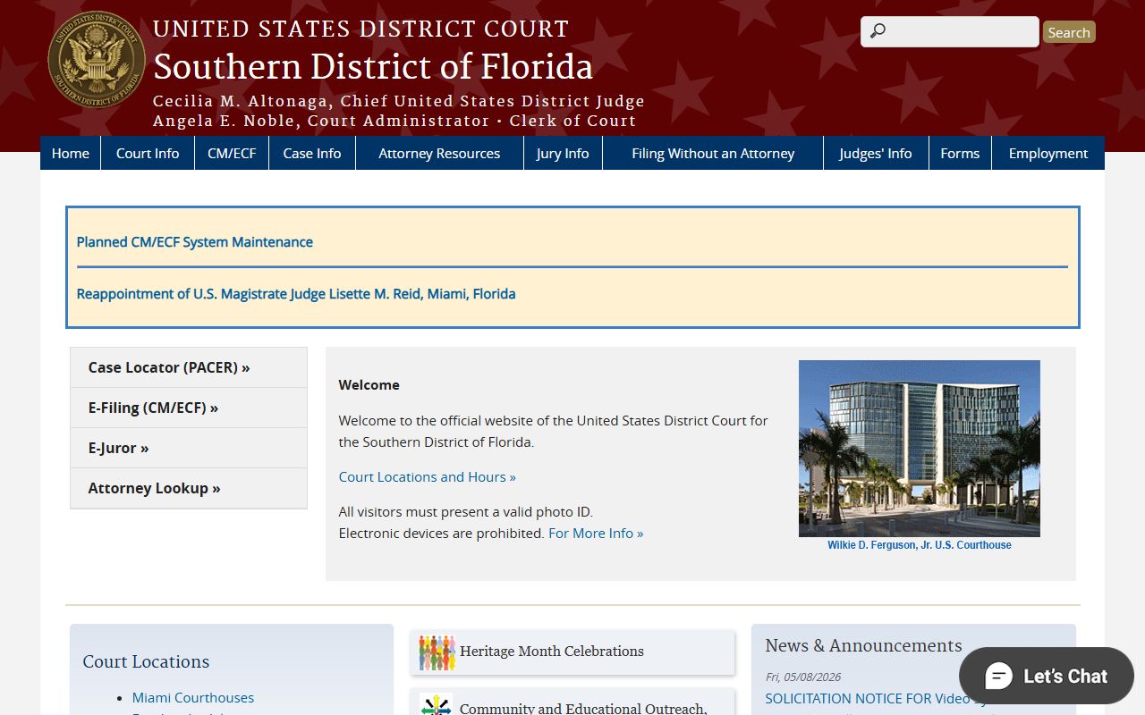 St. Lucie County court dockets - U.S. District Court for the Southern District of Florida