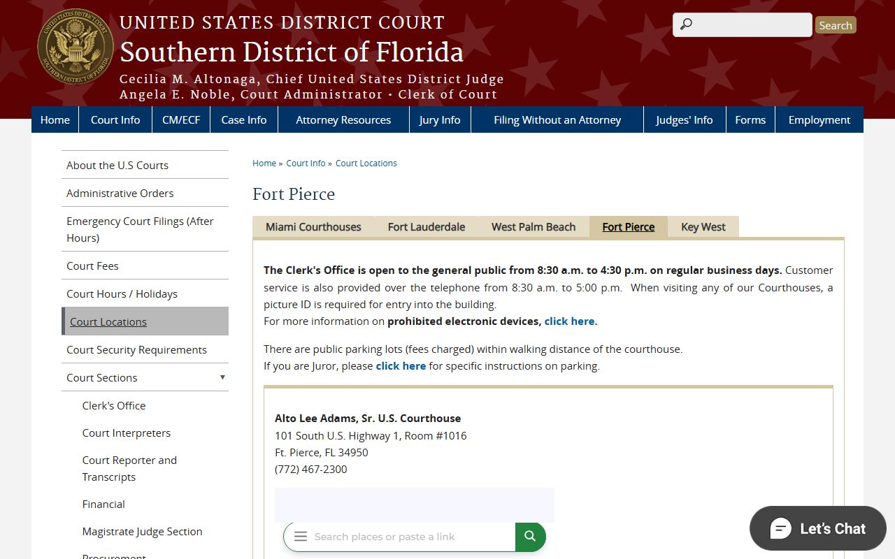 St. Lucie County court records federal courthouse page