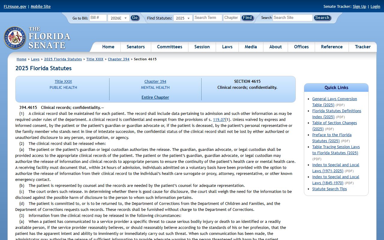 St. Lucie County probate records - Florida mental health clinical records statute 394.4615